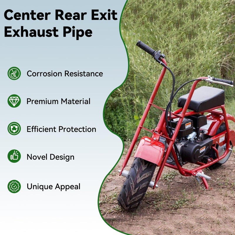 XIKOBY CT100U Exhaust Pipe Compatible with Mini Bike Coleman F-RP GMB100 Massimo MB100 Rascal Lite Predator 79cc 98cc 99cc 3.0HP 154F Engine Parts Black - Image 2